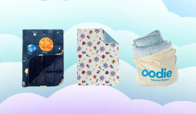 A collage of the best kids' weighted blankets available, from Oodie and more
