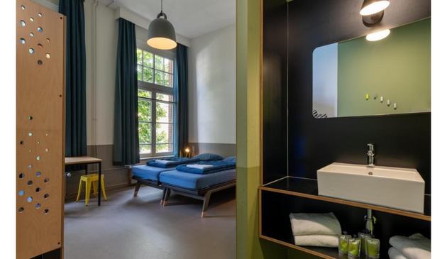 a room at the stayokay hostel in amsterdam