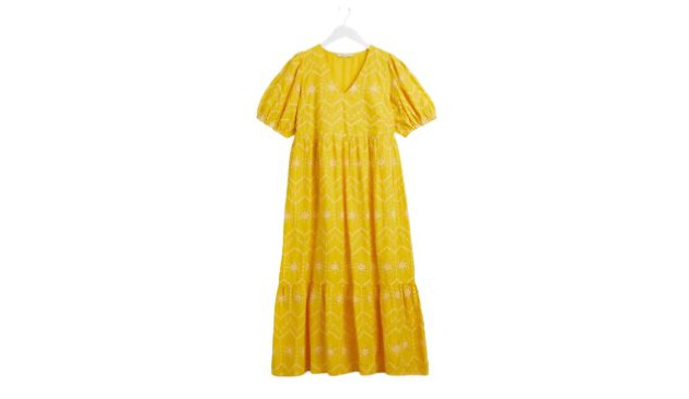 Tu Yellow Broderie Midi Dress