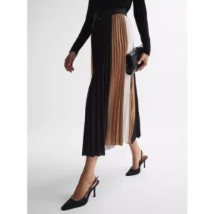 Reiss Ava Colourblock Pleated Midi Skirt, £178