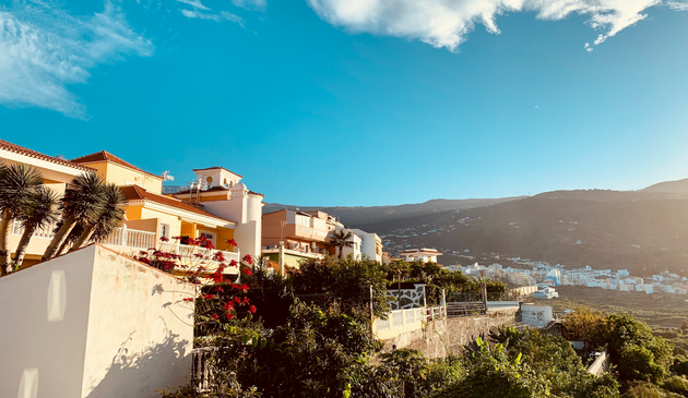 a white washed Canary Islands town on a sunny day