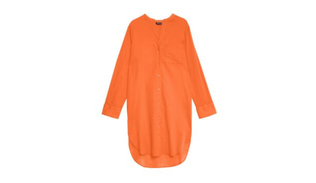 Pure Cotton Collarless Beach Cover Up Shirt