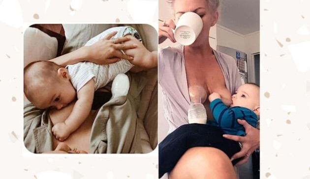 haakaa silicone breast pump being used