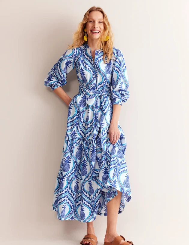 Boden Alba Tiered Cotton Maxi Dress