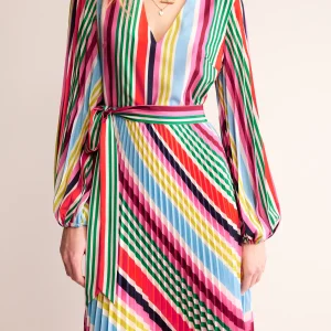 V-Neck Pleated Midi Dress