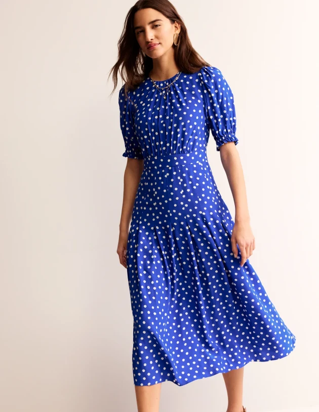Boden Liv Pleat Detail Midi Dress