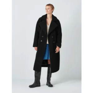 John Lewis ANYDAY Plain Longline Double Breasted Teddy Coat, £75