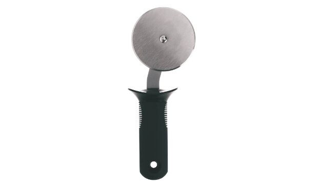 A pizza cutter with a black handle from OXO