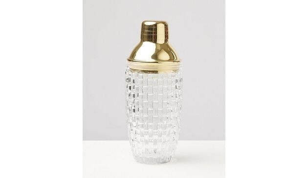 Oliver Bonas Fiesta Gold Metal & Glass Cocktail Shaker