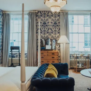 a fancy hotel room