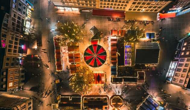 German Christmas market from above
