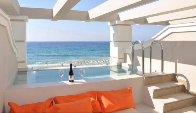Agios Gordios Hotel. A view of the sea from a balcony.