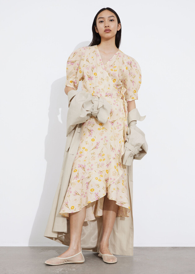 & Other Stories Linen Wrap Midi Dress