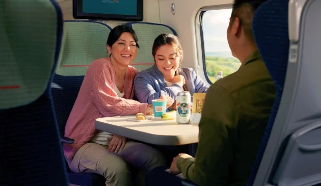 Family on an Avanti West Coast train