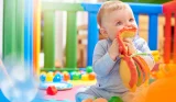 Baby playing in playpen