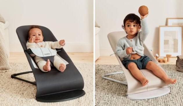 baby and toddler in the BabyBjorn Balance Soft baby bouncer