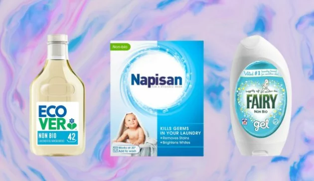 a collage of the best laundry detergents for babies