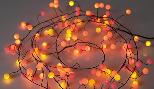 A set of red, orange and yellow fairy lights