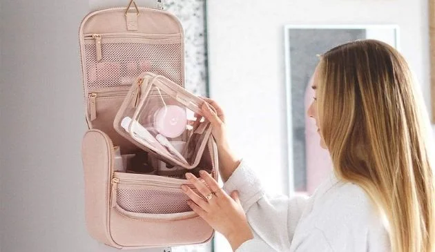 Woman with a toiletry bag