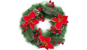 Red and green traditional Christmas wreath