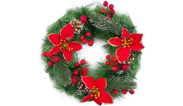 Red and green traditional Christmas wreath