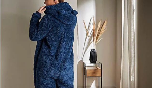 Woman wearing a onesie