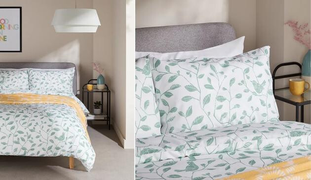 Birdie Single Duvet Cover Set, Duck Egg