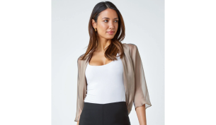 Gold Ruched Hem Chiffon Bolero
