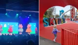 Peppa Pig show and toddler running in Skypark playground at Butlin's