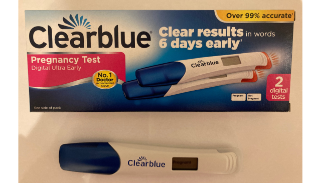 Clearblue Digital Ultra Early test showing positive pregnancy result