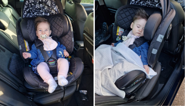 Child in Cosatto All in All Ultra 360 Rotate car seat