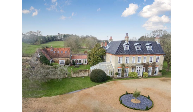 areal view of a stately home in the norfolk countryside