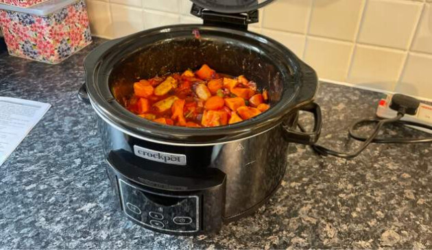 Crockpot Lift and Serve slow cooker in use