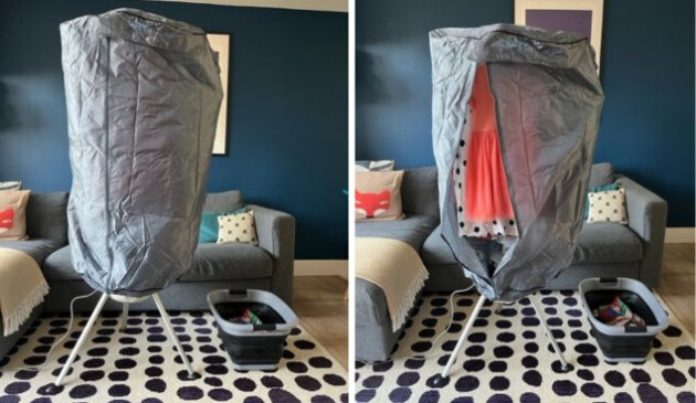 Dry: Soon drying pod heated airer upright