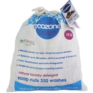 A picture of a 1kg bag of Ecozone Soap Nuts.