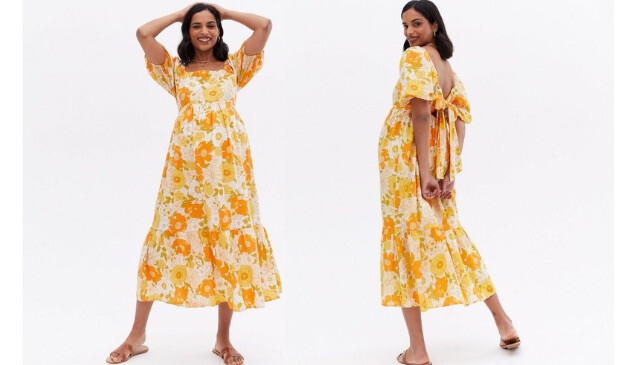 yellow boho style maternity dress