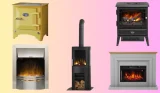 a collage of the best electric fireplaces in the uk