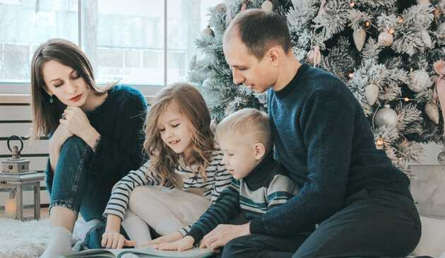 Family in living room