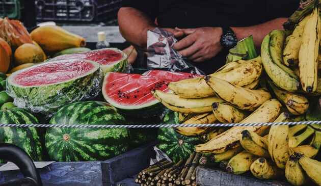 Array of fruit on a stall in Costa Rica