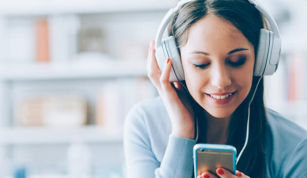 Woman listening to audiobook