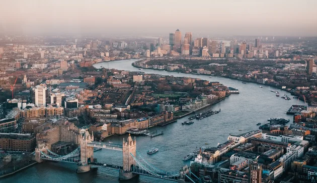 The Thames running through London