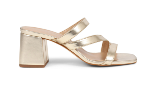 Leather Block Heel Open Toe Mules