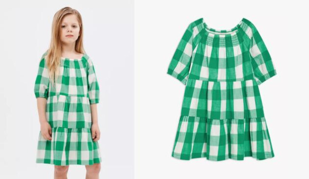 Kids' Gingham Tiered Dress