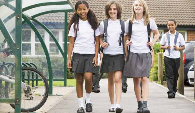 Three girls at school