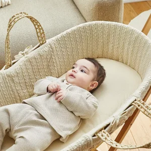 The Little Green Sheep Natural Knitted Moses Basket