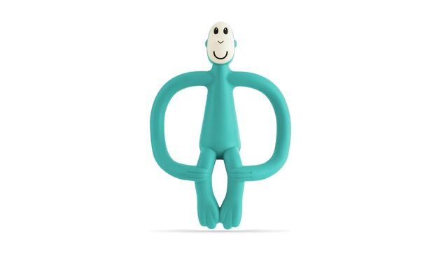Matchstick Monkey teether in teal.