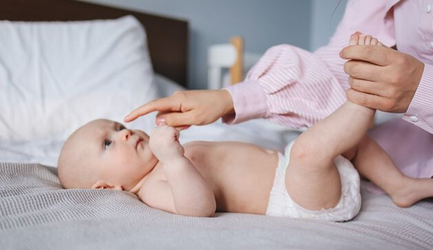Mother talking to baby