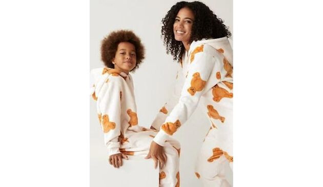 M&S Fleece Spencer Bear Family Christmas Onesie