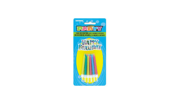 a packet of rainbow coloured candles