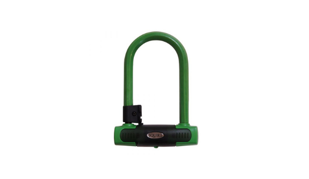 a green Squire bike lock